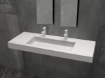 Plan vasque lavabo sur mesure : L 100 à 201 x P 40 à 51 cm, finition lisse mate, 10 couleurs au choix, Anti bactérien, résine Akrytan® teinté dans la masse, Livraison Offerte.
